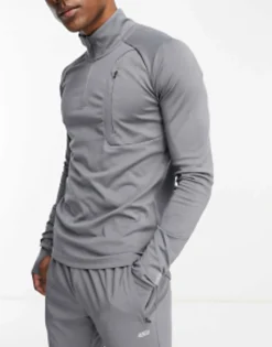 Sportswear*4505 Icon Muscle Fit Training Sweatshirt With 1/4 Zip Dark Grey