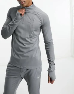 Sportswear*4505 Icon Muscle Fit Training Sweatshirt With 1/4 Zip Dark Grey