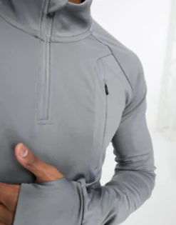 Sportswear*4505 Icon Muscle Fit Training Sweatshirt With 1/4 Zip Dark Grey