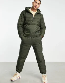 Sportswear*4505 Mb Padded Outdoor Jacket And Quilted Jogger In Khaki