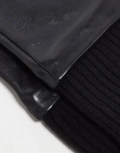 Gloves*& Other Stories Leather And Wool Blend Mittens In Black