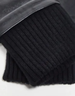 Gloves*& Other Stories Leather And Wool Blend Mittens In Black