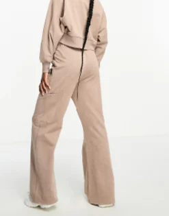 Petite*4505 Petite Washed Wide Leg Jogger With Combat Pocket Brown/Mink