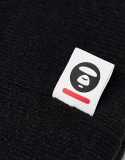 Beanies*AAPE BY A BATHING APE® Aape By A Bathing Ape Now Beanie In With Logo Embroidery And Badge Black