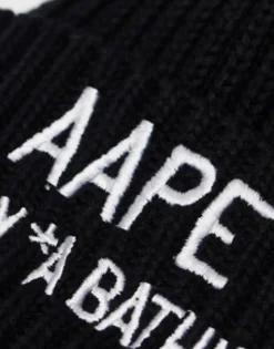 Beanies*AAPE BY A BATHING APE® Aape By A Bathing Ape Worker Beanie In With Logo Embroidery Black
