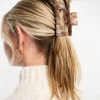 Hair Accessories*Accessorize Rectangle Marbled Claw Clip In Pink Blue