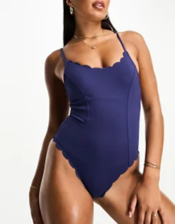 Swimwear & Beachwear*Accessorize Scallop Swimsuit In Navy