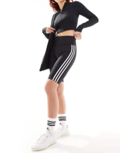Trousers & Leggings*adidas Originals Adicolor Three Stripe High Waisted Legging Shorts In Black