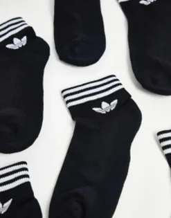 Socks & Tights*adidas Originals Adicolor Trefoil 3 Pack Ankle Socks In Black