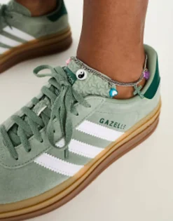 Sportswear*adidas Originals Gazelle Bold Platform Trainers In With Gum Sole Silver Green