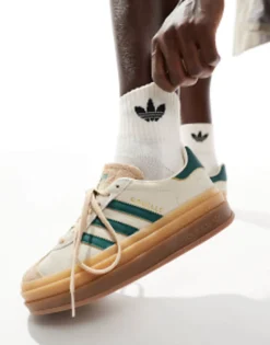 Sportswear*adidas Originals Gazelle Bold Platform Trainers In /Green With Gum Sole Cream