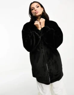 Sportswear*adidas Originals 'Neutral Court' Faux Fur Coat With Trefoil In Black