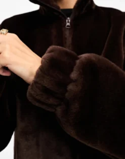 Sportswear*adidas Originals 'Neutral Court' Faux Fur Coat With Trefoil In Chocolate Brown Shadow Brown