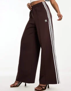 Trousers & Leggings*adidas Originals Three Stripe Wide Leg Trousers In Shadow Brown
