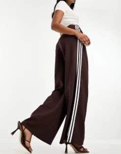 Trousers & Leggings*adidas Originals Three Stripe Wide Leg Trousers In Shadow Brown