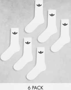 Gifts*adidas Originals Trefoil 6 Pack Socks In White