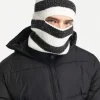 Scarves*ADPT Rib Knitted Balaclava In White Stripe Black