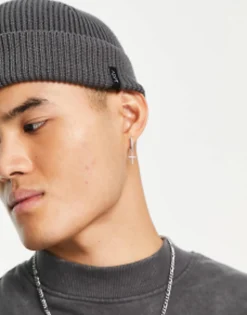 Beanies*ADPT Ribbed Fisherman Beanie In Dark Grey Asphalt