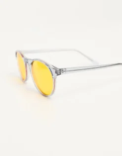 Sunglasses*AJ Morgan Grad School Retro Round Sunglasses In With Amber Lens Grey
