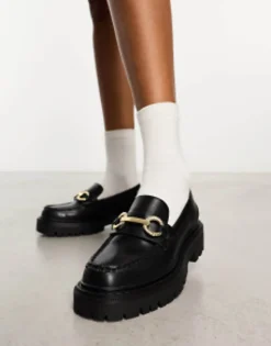Loafers*ALDO Baberiel Chunky Loafers With Gold Trim In Black