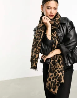 Scarves*ALDO Fischile Leopard Print Scarf Brown