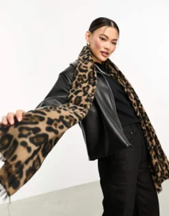 Scarves*ALDO Fischile Leopard Print Scarf Brown