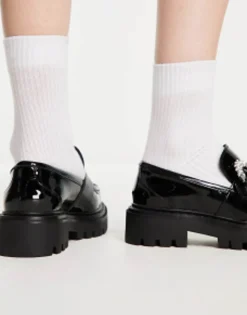 Loafers*ALDO Joesiee Chunky Loafers With Embellished Buckle In Black Patent