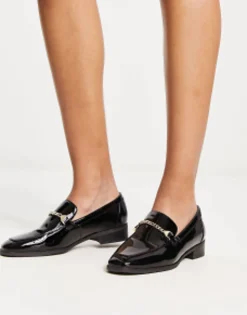 Loafers*ALDO Valenaclya Chain Loafers In Patent Black