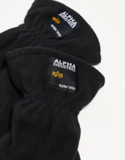 Gloves*Alpha Industries Label Fleece Gloves In Black
