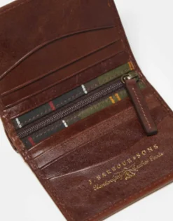 Gifts*Barbour Colwell Small Billfold Wallet In Brown Classic/Brown