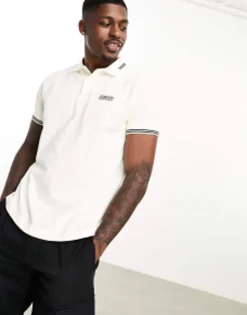 Polo Shirts*Barbour International Essential Tipped Short Sleeve Polo Shirt In Off White Whisper White