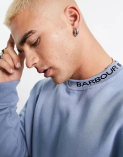 Sportswear*Barbour International Regent Mock Neck Sweatshirt In Blue Powder Blue