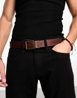 Belts*Barbour Reversable Tartan Leather Belt In Dark Brown Classic/Brown