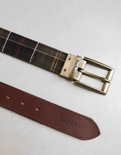 Belts*Barbour Reversable Tartan Leather Belt In Dark Brown Classic/Brown
