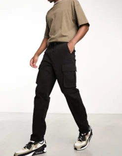 Trousers & Chinos*Bershka Cargo Trouser In Black