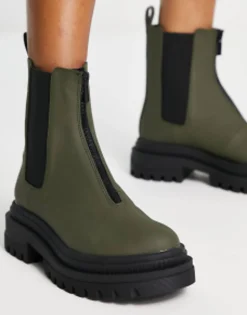 Chelsea Boots*Bershka Chunky Chelsea Boot In Khaki