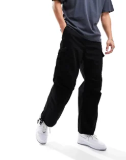 Trousers & Chinos*Bershka Parachute Cargo Trousers In Black