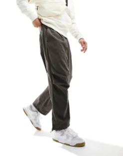 Trousers & Chinos*Bershka Parachute Trouser In Excluisve To Asos Brown