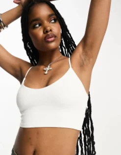 Multipacks*Bershka Slinky V-Neck Cami Top 2 Pack In Red & White Red And White