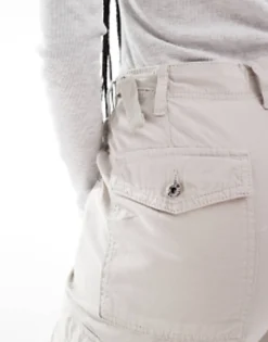Trousers & Leggings*Bershka Straight Leg Cargo Trousers In Stone Grey