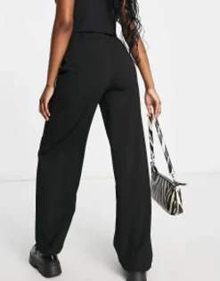 Trousers & Leggings*Bershka Wide Leg Slouchy Dad Tailored Trousers In Black