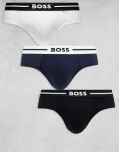 Underwear*BOSS Bodywear Bold 3 Pack Hipster Brief In Black, Blue And White Multi
