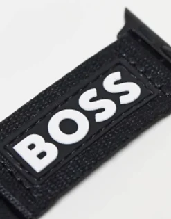 Watches*BOSS Men'S Silicone Logo Apple Watch Strap In Black