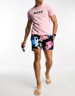 Swimwear*BOSS Bodywear Boss Piranha Floral Print Swim Short In Black