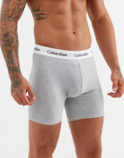 Underwear*Calvin Klein 3 Pack Boxer Briefs In Black,White And Grey Black/White/Grey