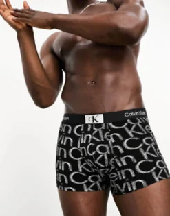 Underwear*Calvin Klein Ck 96 Trunk In Logo Print Black/Logo Print