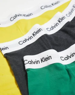 Underwear*Calvin Klein Cotton Stretch Trunks In Multi Grey/Yellow/Green