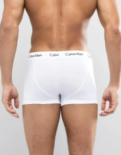 Underwear*Calvin Klein Cotton Stretch 3 Pack Low Rise Trunks In White