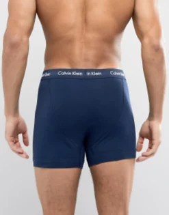 Underwear*Calvin Klein Cotton Stretch 3 Pack Trunks In Multi Navy/Blue/Black