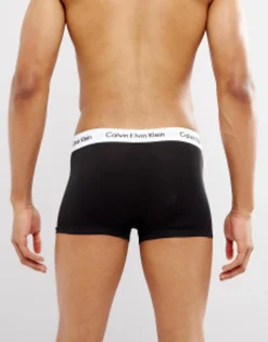 Underwear*Calvin Klein Cotton Stretch 3 Pack Low Rise Trunks In Black